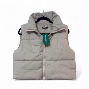 Tan Puffer Crop Jacket w/Collar; Shein - Large NWT